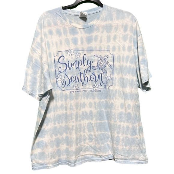 NWT Simply Southern Turtle Short Sleeve Tshirt Blue‎ Tie Dye XXL - Picture 1 of 4
